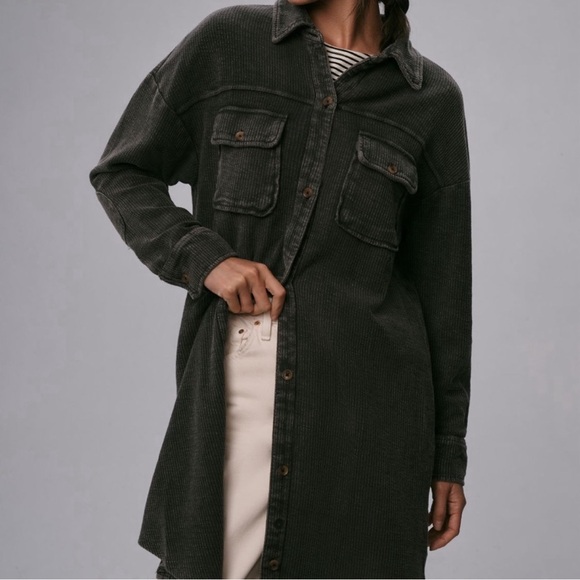 Anthropologie Pilcro Charcoal Grey Shacket - Picture 2 of 8